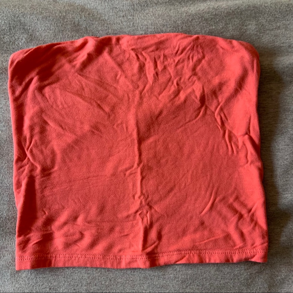 Coral Strapless Crop Top